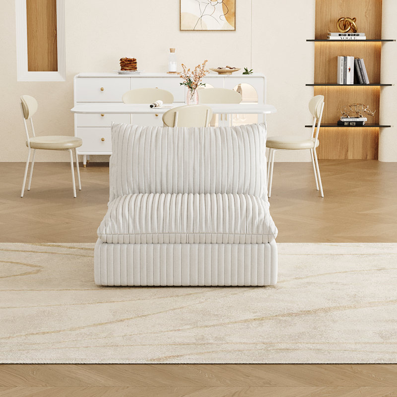 Canapé Cloud, tissu velours côtelé, sièges profonds, conception à deux couches, coussin amovible, sans assemblage, Blanc