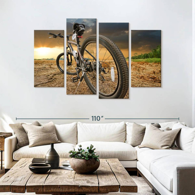 Coucher de soleil Mehar au-dessus d'un vélo, H 54 po x l 84 po