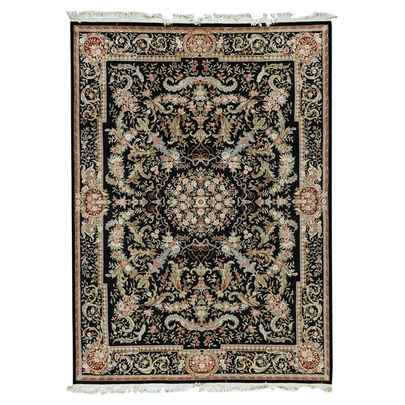 High-Quality Hand-Knotted Black Area Rug