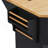 56 Inch Kitchen Island With Rubber Wood Veneer Drop Leaf, Power Outlet, 4 Door Shelves, Embossed Vertical Stripe Rolling Kitchen Cart On 4 Wheels With 6 Deep Drawers For Kitchen, Dining Room,Black-788862769