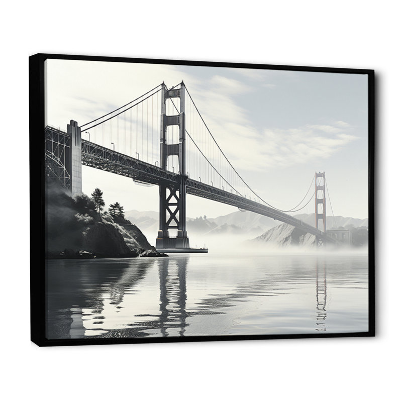 «Gray Bridge Golden Gate», reproduction sur toile, H 12 po x l 20 po x P 1 po, Cadre flottant noir