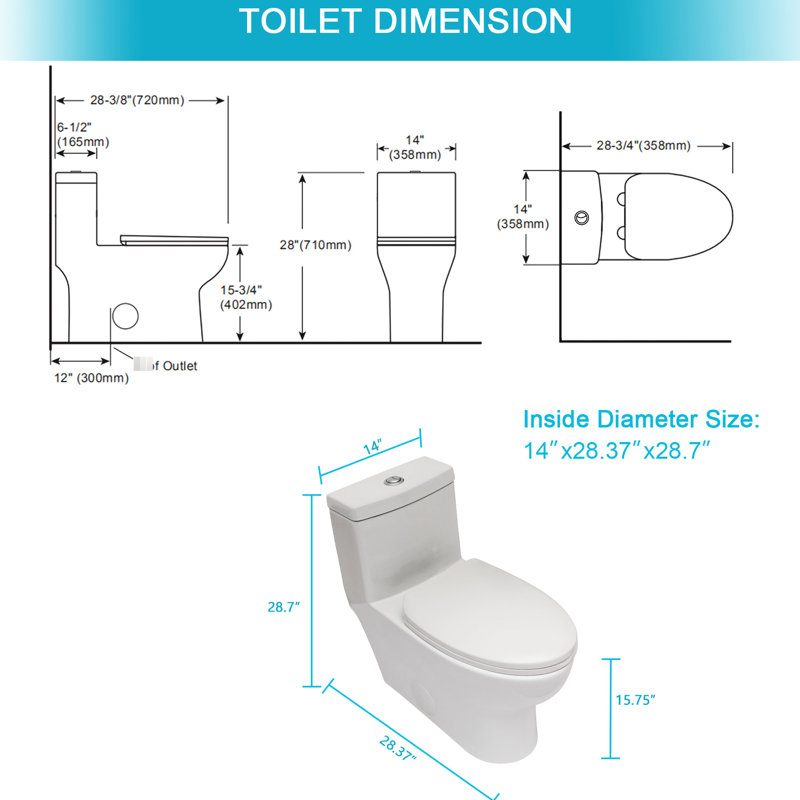 Toilette en céramique avec système de chasse double avancée et siège silencieux sans chasse d'eau