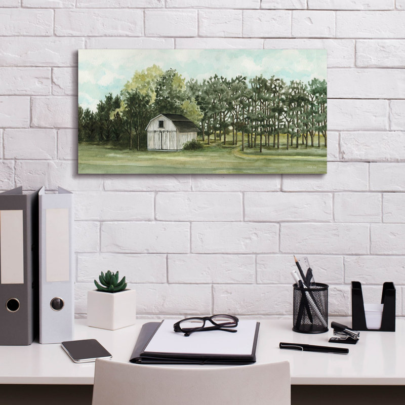 «Tucked in the Trees» par Cindy Jacobs, art mural sur toile, H 12 po x l 24 po x P 0,75 po