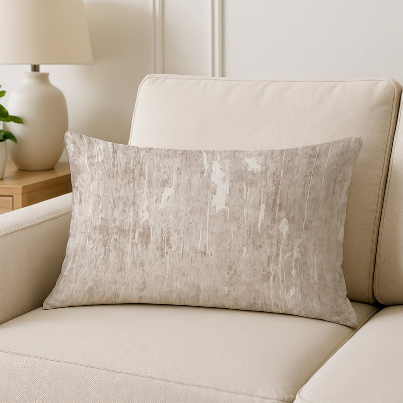 Coussin décoratif intérieur et extérieur Modern, Beige / ivoire / taupe abstrait 2, Rectangle H 20 po x l 14 po