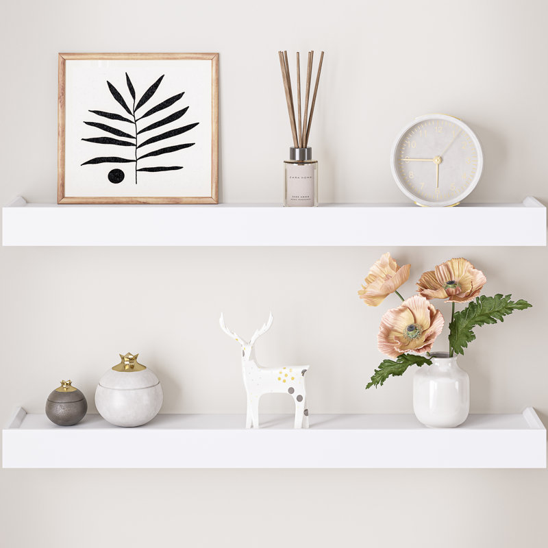 Array 24" W x 4" D Floating Shelves for Wall, 1.75" H x 24" W x 4" D, White