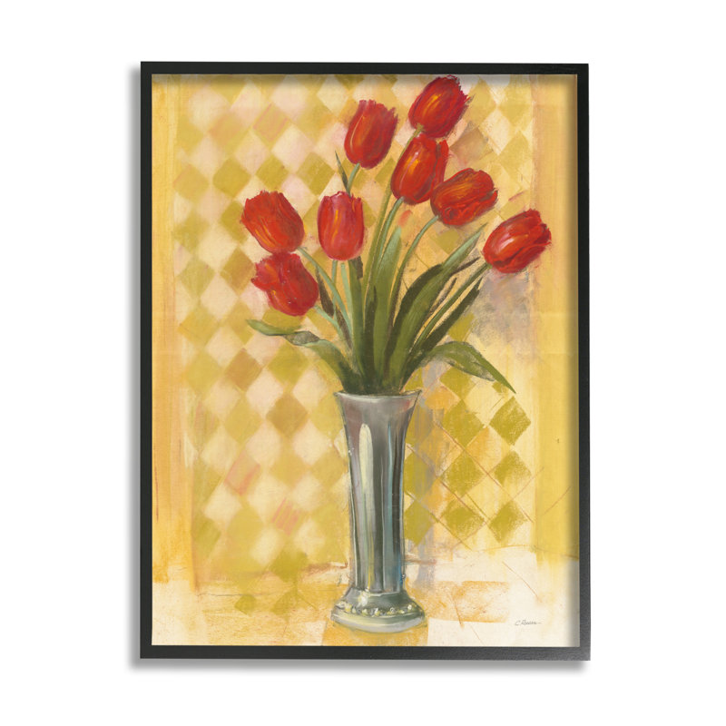 "Tulip Vase" par Carol Rowan - Impression sur toile, H 14 po x l 11 po, Giclée encadrée noir minuit