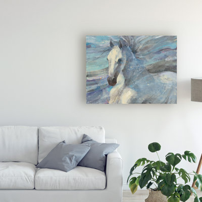 " Wrapped Canvas Wall Art - Albena Hristova 'Poseidon White Horse' Wall Art For Living Room, Bedroom, Or Office Décor - 24x32 " by Albena Hristova Painting Print