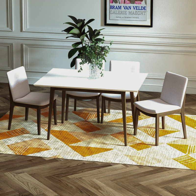 Kinya 4 - Person Solid Wood Solid Wood Top Four Leg Dining Set