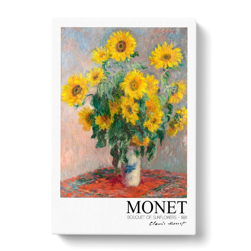 Bouquet of Sunflowers with Border by Claude Monet - Wrapped Canvas Painting, 76cm H x 50cm W x 3cm D