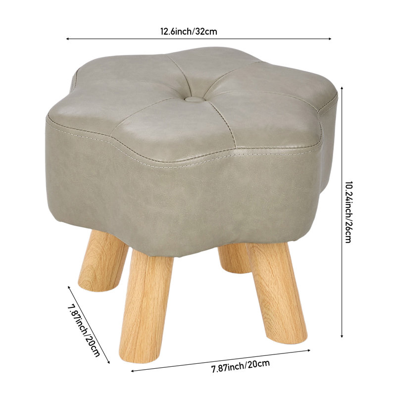 Modern Flower-Shaped PU Leather Stool Footstool, Grey