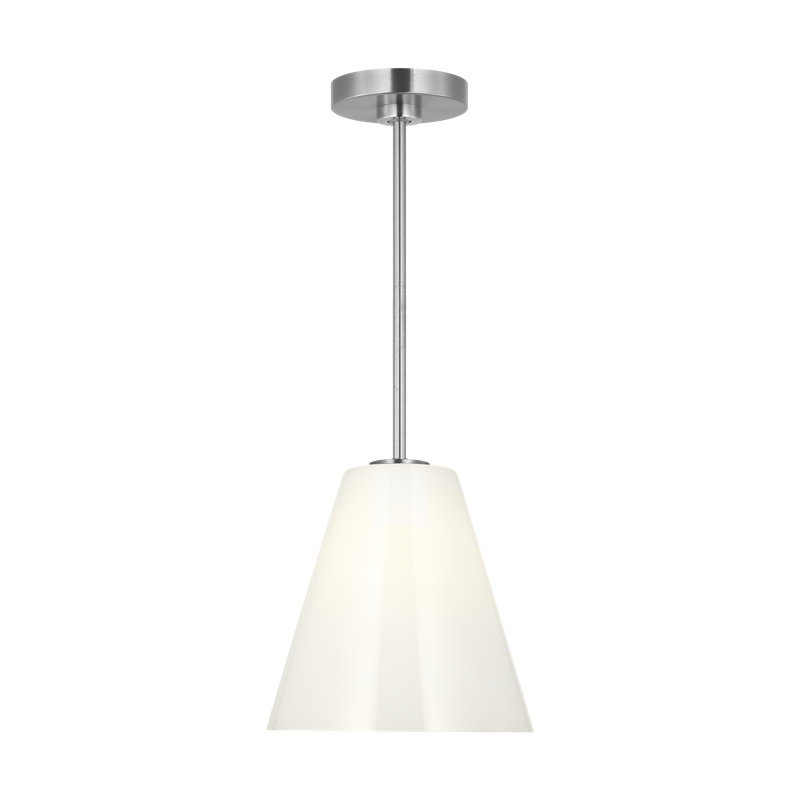 Luminaire suspendu à une lumière Hayden, Nickel brossé, Blanc