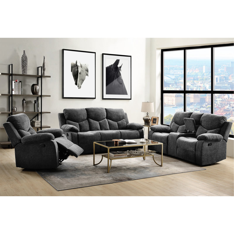 Élégant chenille grise avec table inclinable et porte-gobelet souple pratique