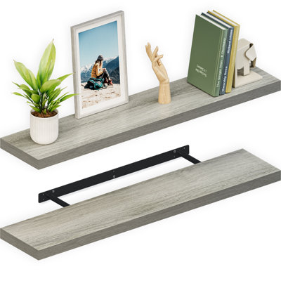 Tablettes murales flottantes 48 po Miami, tablette en bois longue de 8 po de profondeur Miami