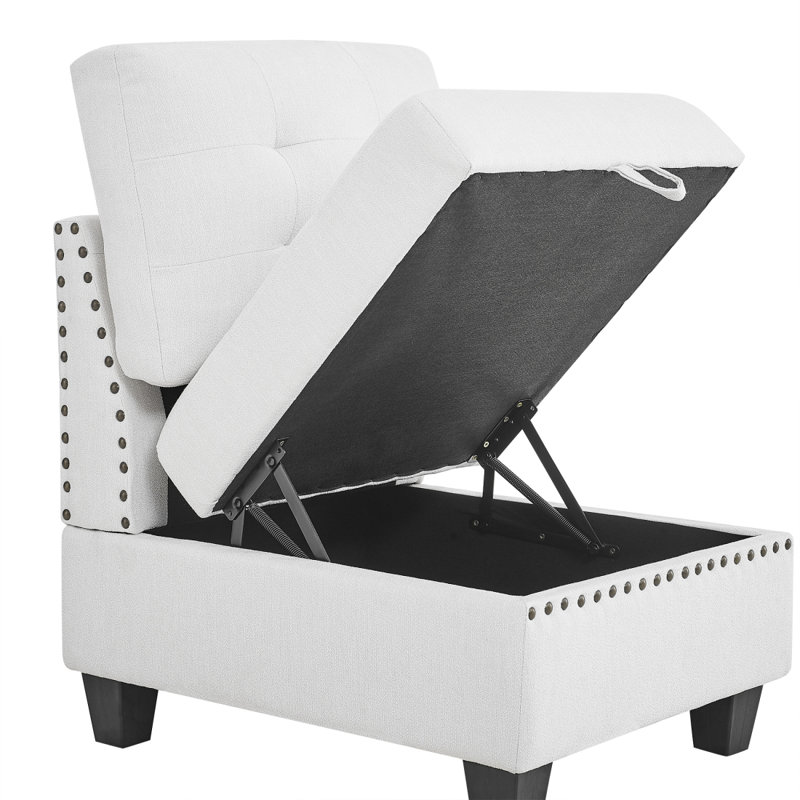 57" Wide Modular Seating Component Sectional with Ottoman,sectional sofa,sectional couch, Ivory Chenille, Reversible