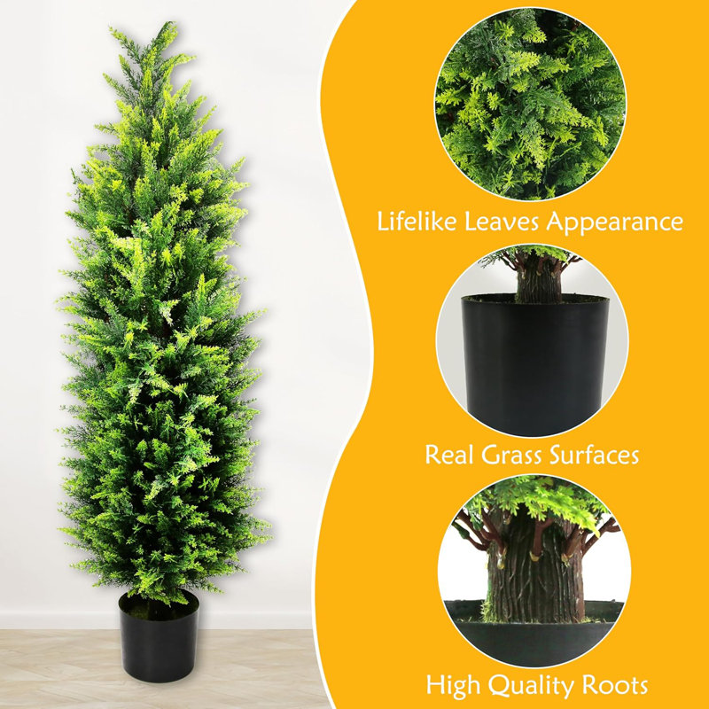 2 paquets de cèdres topiaires artificiels, Vert
