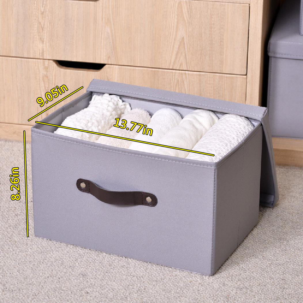 Internet's Best Collapsible File Storage Organizer Box with Lid - Decorative Linen Hanging Filing & Storage Office Box - LetterLegal - Strong Durable