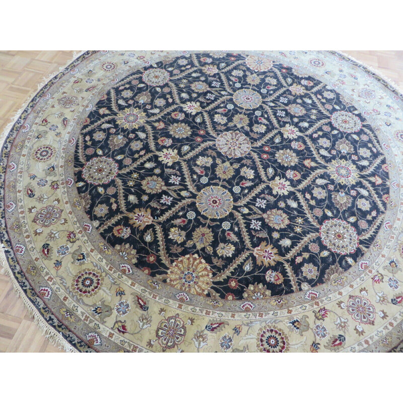 Tapis à main noué la gris/noir 9 pi 3 po one-of-kind