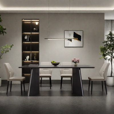 High-end textured dining table and chair