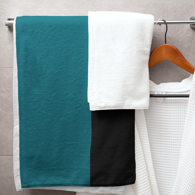 San Jose Lightweight Bath Towel, Deep Pacific Teal/Black/Burnt Orange, Microfiber