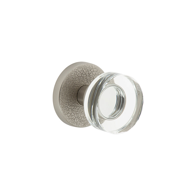 Rosette en cuir Viaggio Circolo avec bouton en cristal Circolo, Nickel satiné, 2.38"