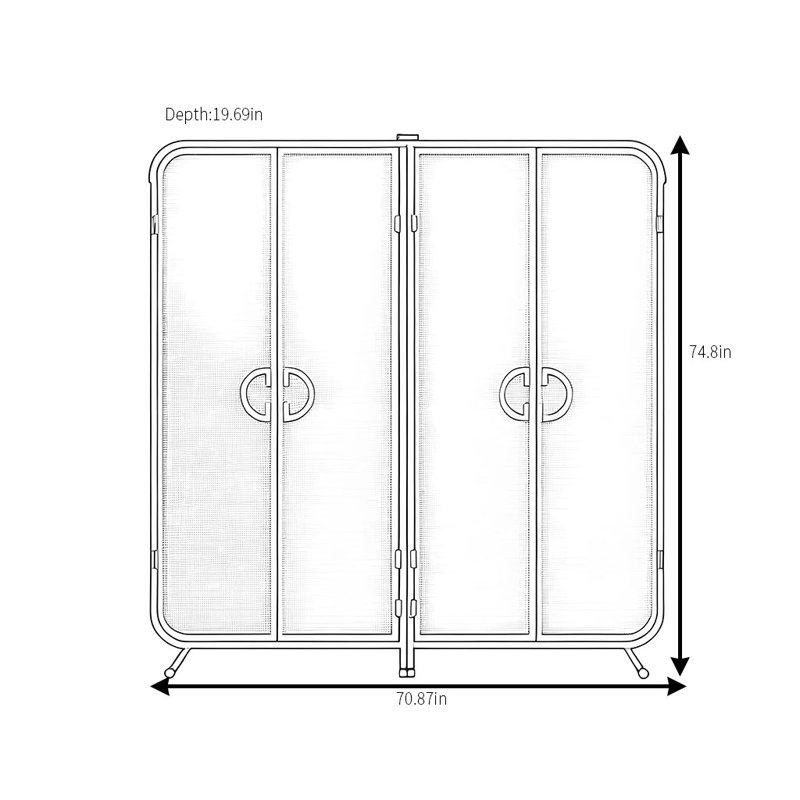 Garde-robe simple et légère en acier de luxe, H 74,8 po x l 70,87 po x P 19,69 po