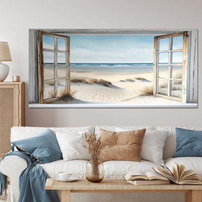 Window to the Beach - Coastal Window wall art print, Beach canvas print