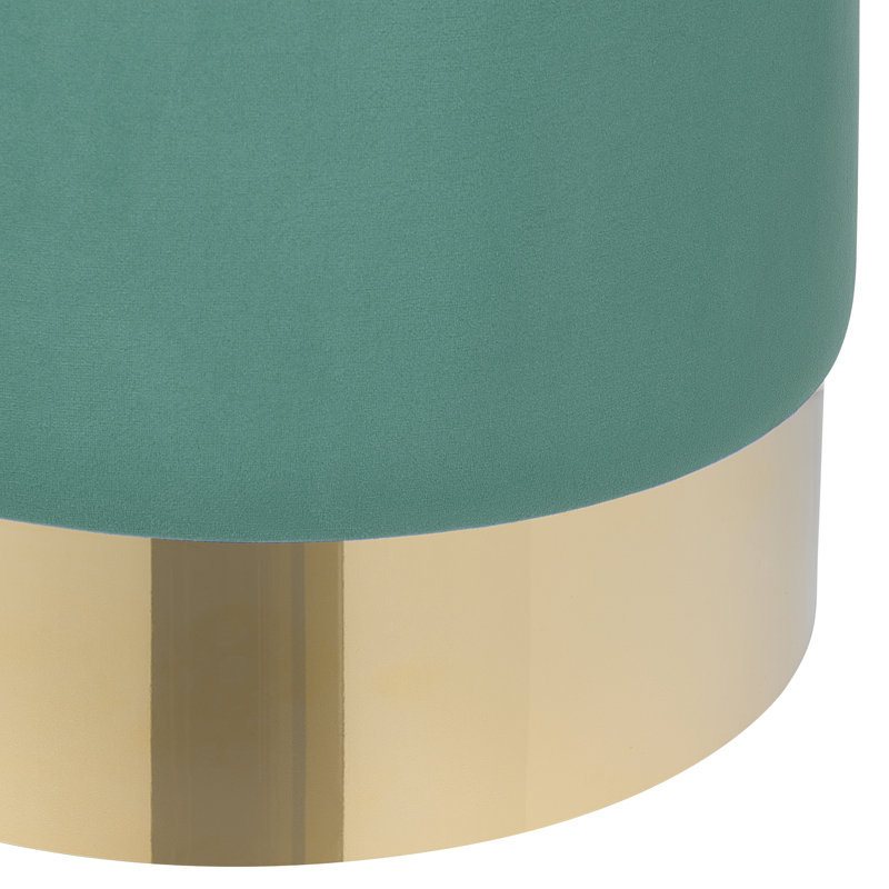 Aine 39cm Wide Velvet Round Standard Ottoman, Green