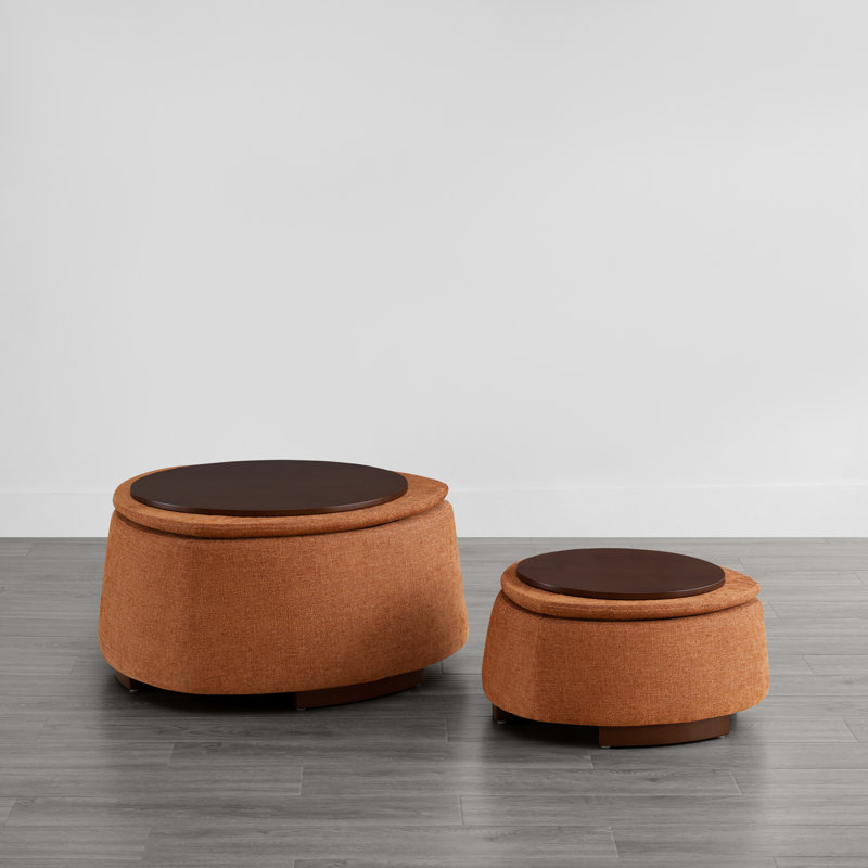 Repose-pieds avec rangement Armeda (ensemble de 2), Orange