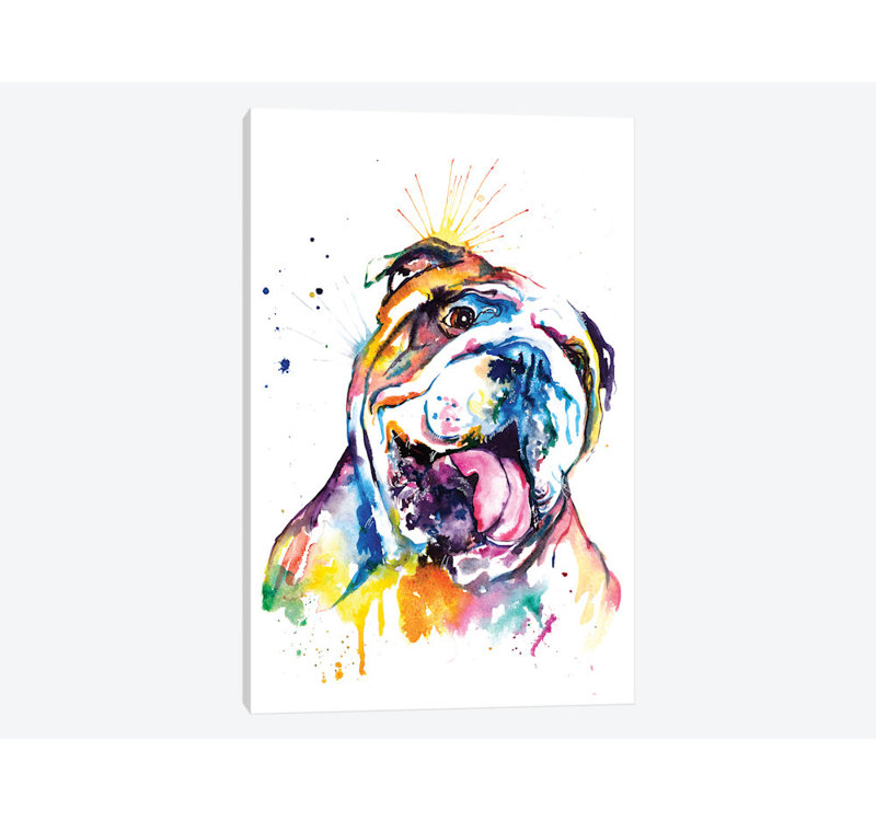 « bouledogue », impression sur toile, H 40 po x l 26 po x P 1,5 po, Pas de tapis, Toile tendue