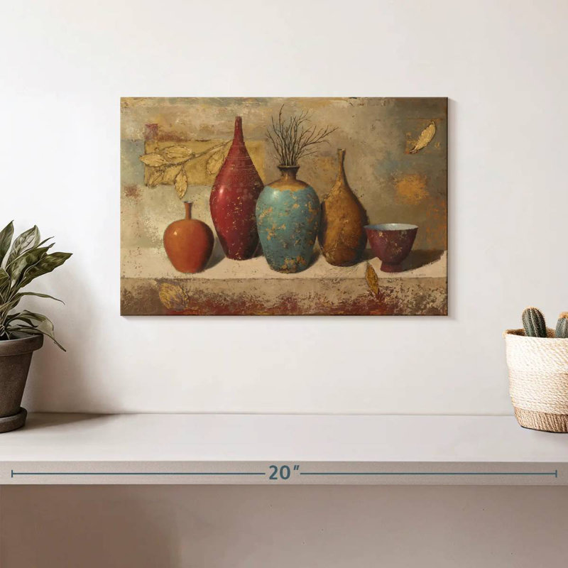 Senne Leaves And Vessels With Twigs, 8" H x 12" W