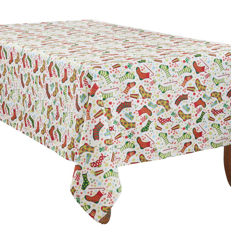 Rectangular_Christmas Stockings Design Tablecloth, 84" L x 65" W