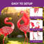 Statue de jardin flamant rose en métal 37 po avec piquets de sol, rose brillant 37 po (ensemble de 2)