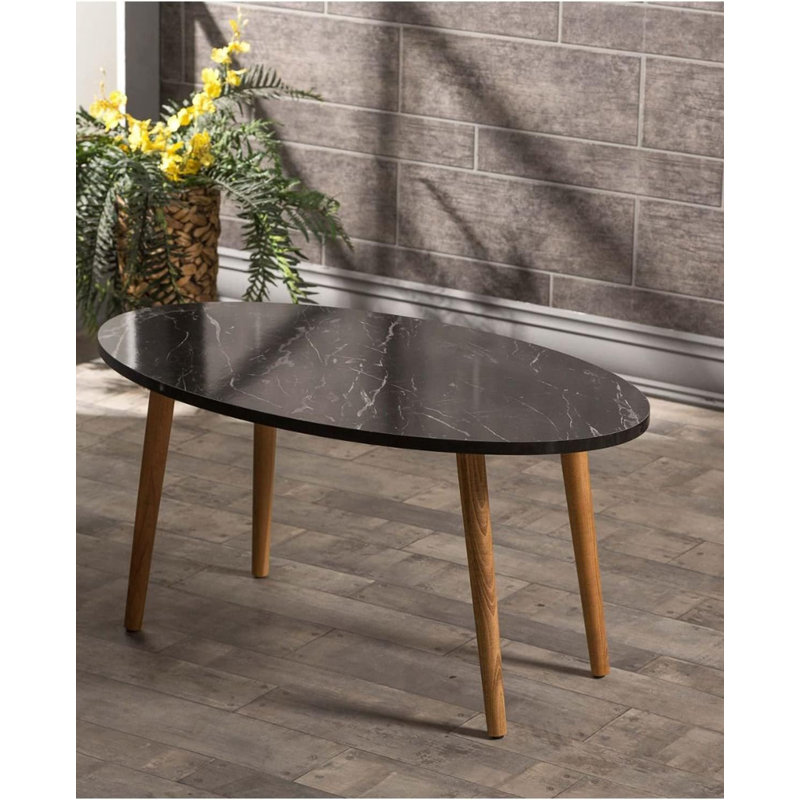 Jadyn Living Room Table Set, Black Marble