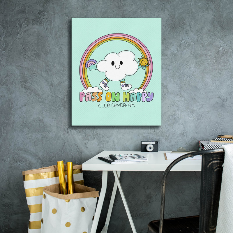  «Pass On Happy 2» par Club Daydream, art mural sur toile, 20 po x 24 po, H 24 po x l 20 po
