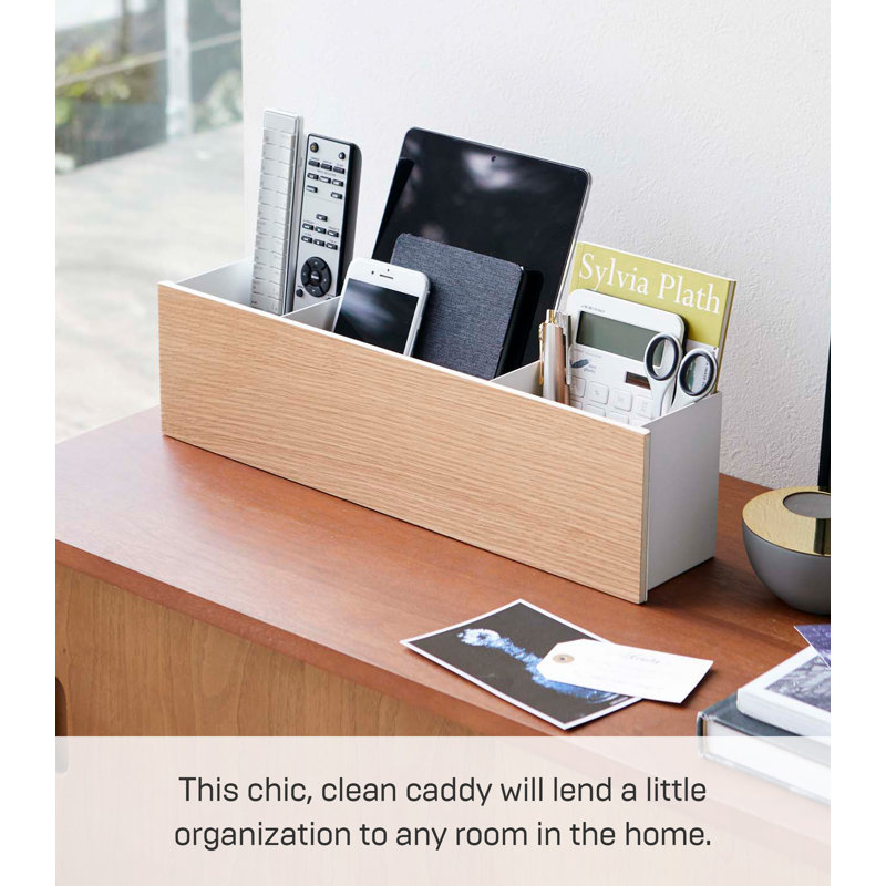 White Wood Desk Organizer with Adjustable Dividers