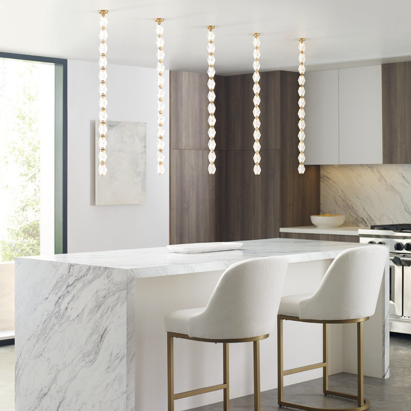 Collier LED Pendant, Natural Brass, 51.6" H x 2" W x 2" D, 3000K