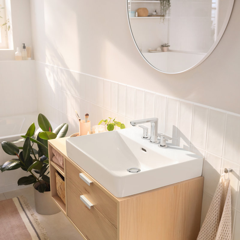 Robinet de salle de bain à large entraxe avec drain Rebris S, Chrome