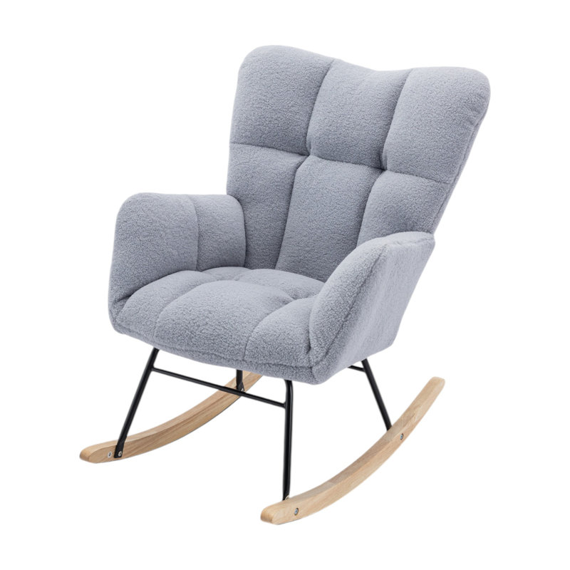 Filippone Rocking Chair, Light Grey Teddy