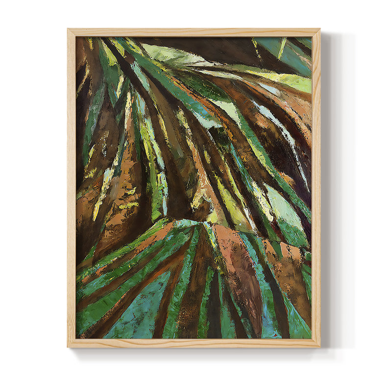 Las Palmas II, reproduction encadrée - bois massif, Naturel, H 15 po x l 12 po