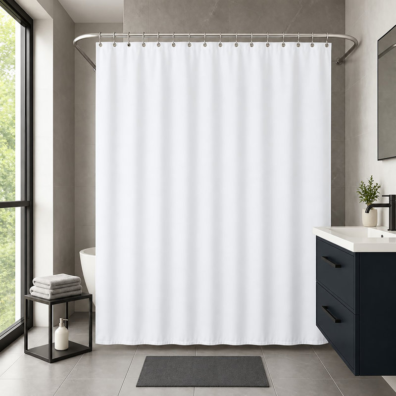 Extra Wide Shower Curtain Polyester + 16 Hooks