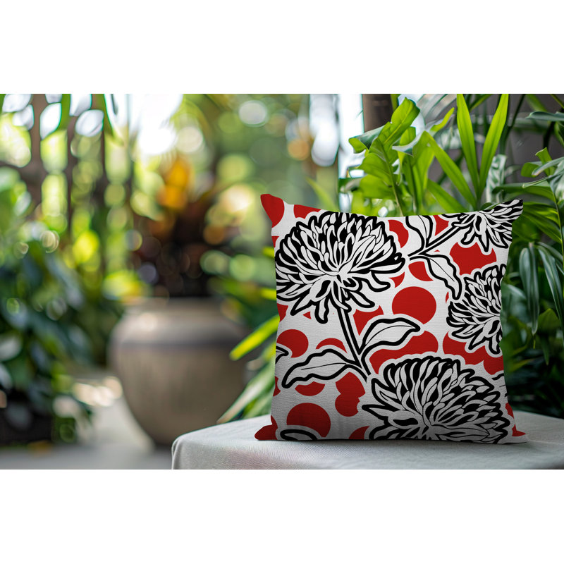 Oreiller carré réversible intérieur / extérieur Jae, Carré 19 po, Rouge
