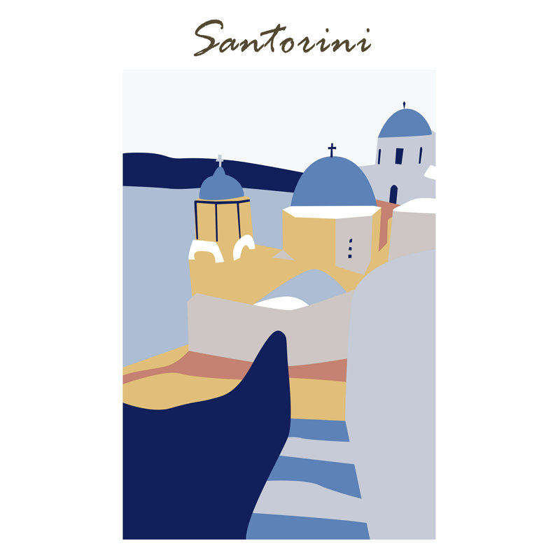 Santorini Grèce IV, H 18 po x l 12 po x P 1,25 po