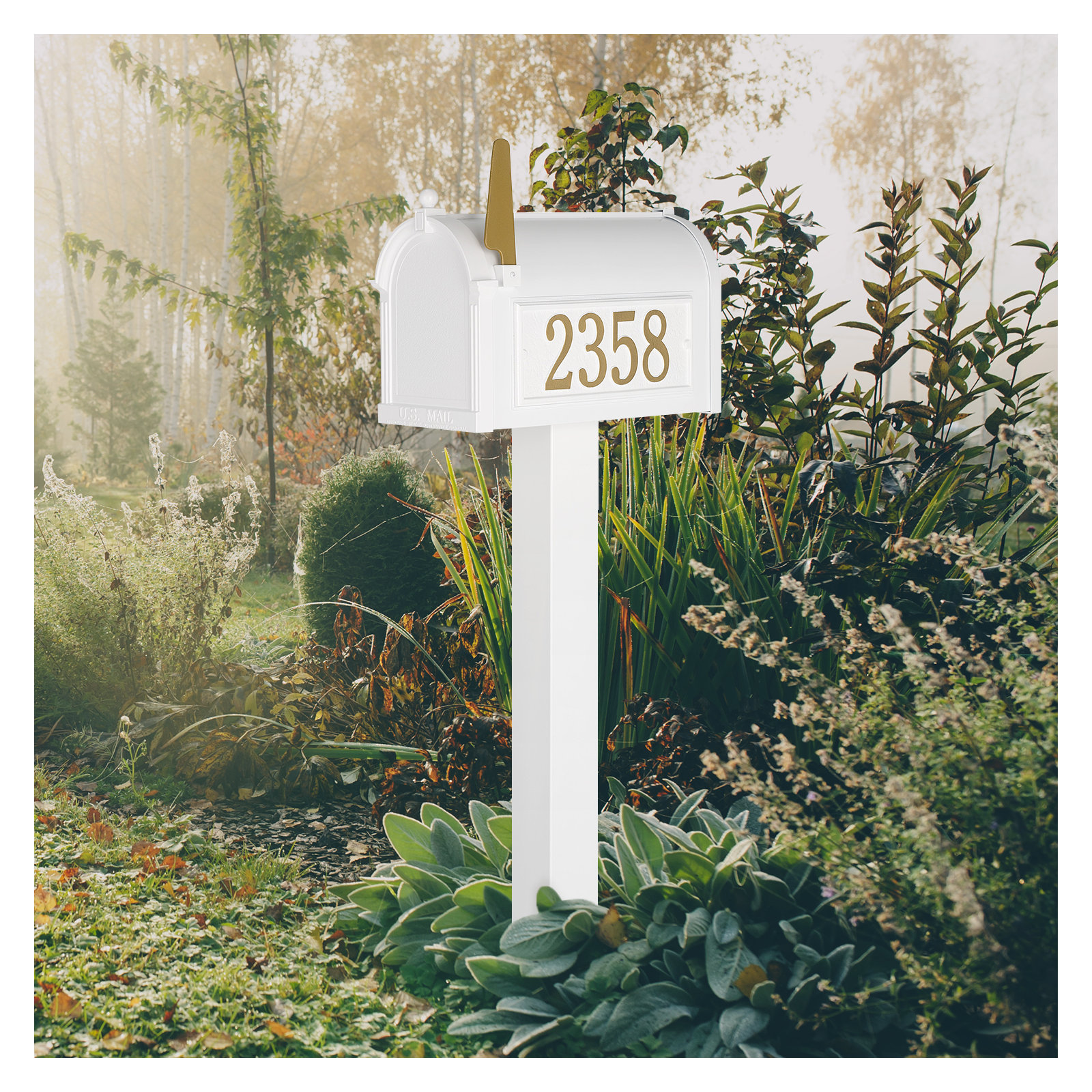 Premium Package Post Mounted Mailbox, Yes, White