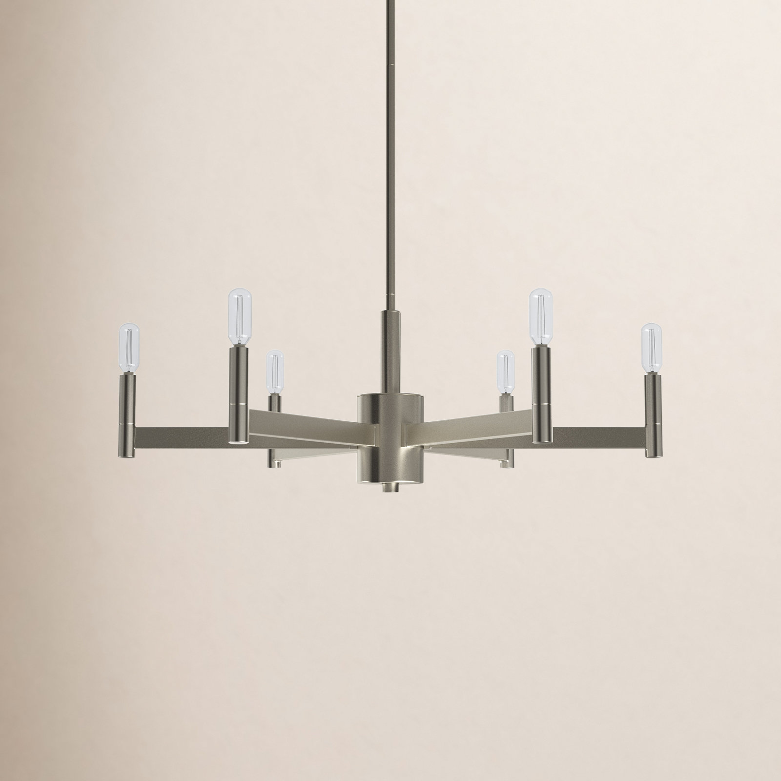 Tuscany Dimmable Chandelier, Satin Nickel, 9.25'' H X 26'' W X 26'' D