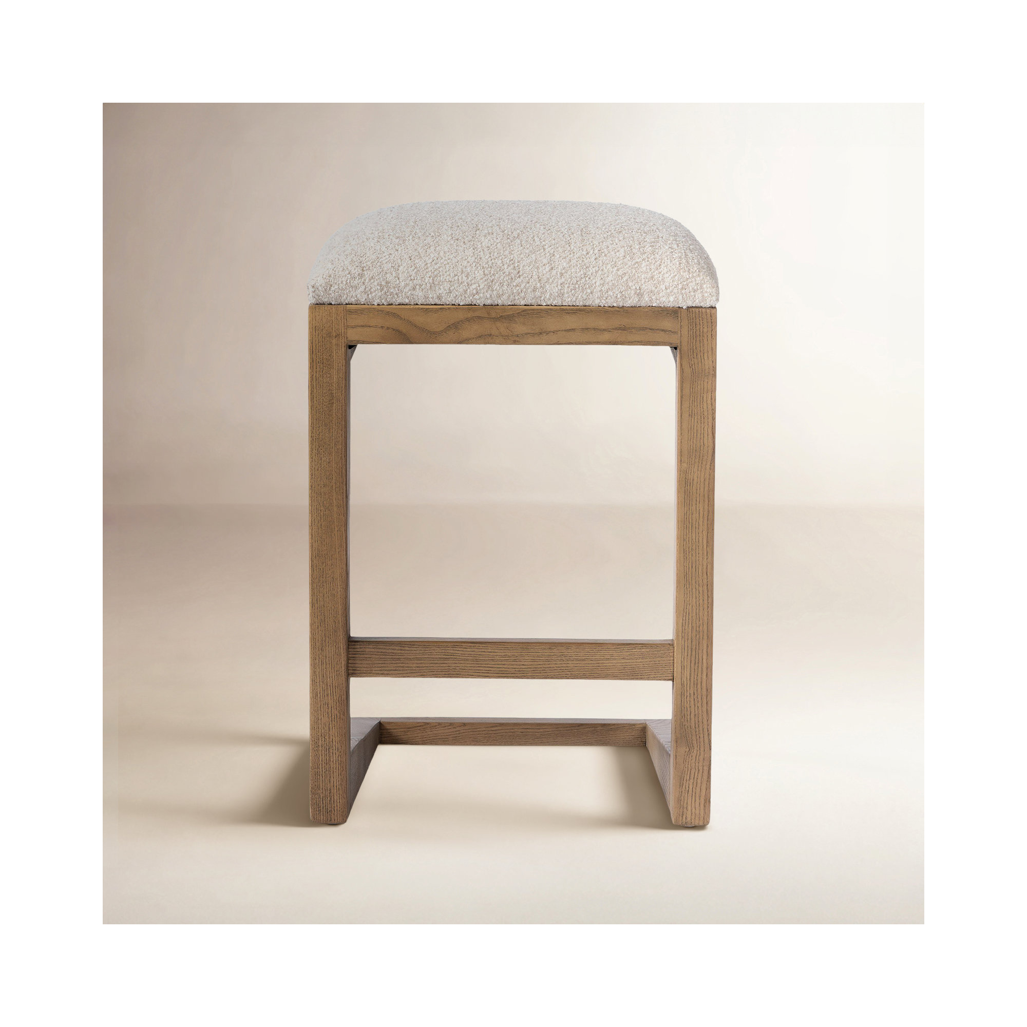 Cicily Bar Stool, Short Stool (27" Seat Height), Ivory, Toast Ash Solid