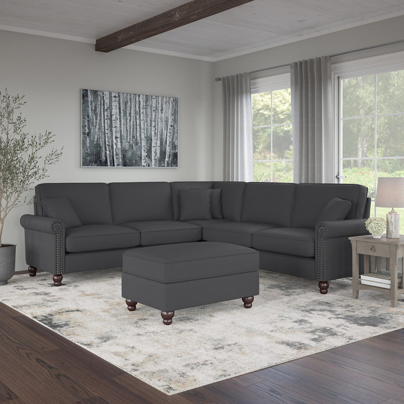 Fruzsina Upholstered L-Shaped Sectional Symmetrical, Charcoal Grey