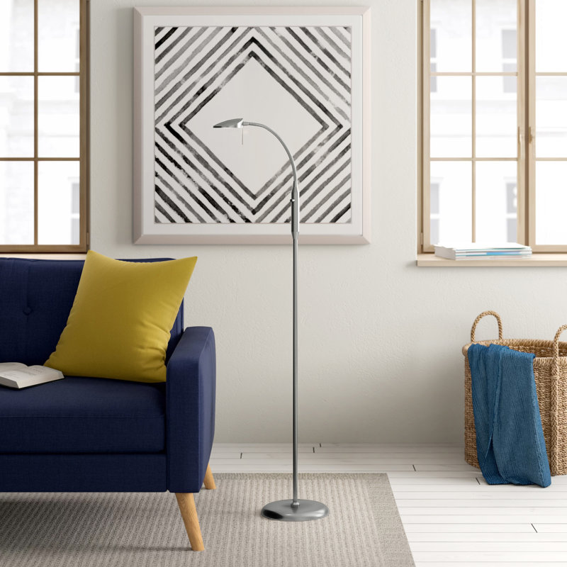 Milan 138cm LED Arched Floor Lamp, Brushed Steel