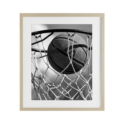 Winning Basket Shot Framed Print Under Glass, design by Marcus Prime