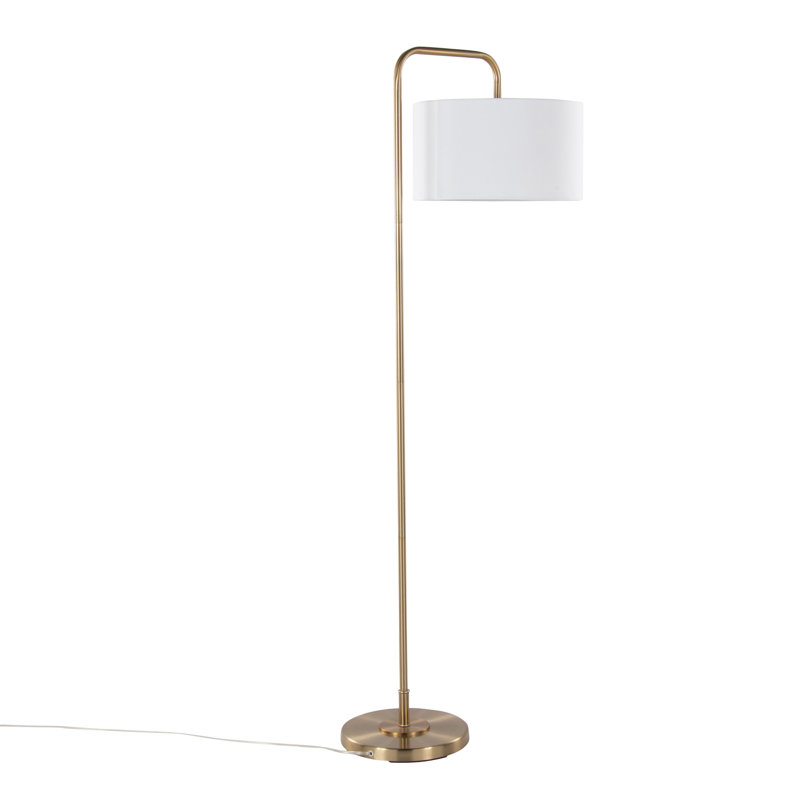 Contemporary Metal Floor Lamp, Gold, White