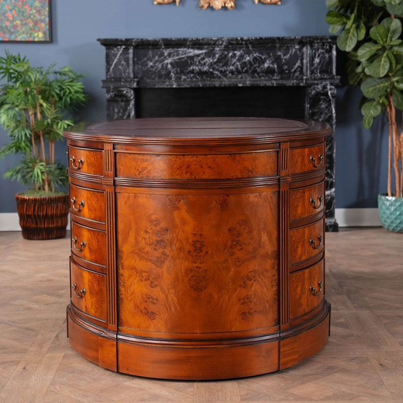 Oval Solid Wood Base Writing Desk